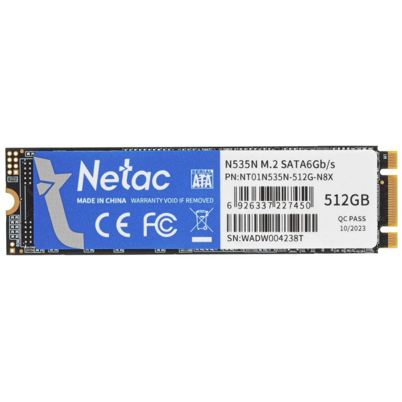 Твердотельный накопитель Netac SSD 512Gb NT01N535N-512G-N8X M.2 2280 SATAIII 3D NAND R/W 540/490MB/s