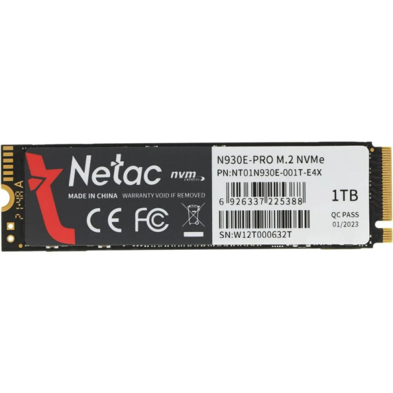 Твердотельный накопитель Netac SSD 1TB NT01N930E-001T-E4X Pro PCIe 3 x4 M.2 2280 NVMe 3D NAND