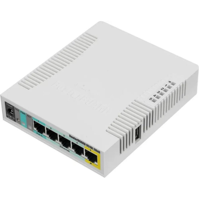 Беспроводной маршрутизатор MIKROTIK RB951Ui-2HnD, 802.11b/g/n, 5*10/100 LAN, USB, PoE