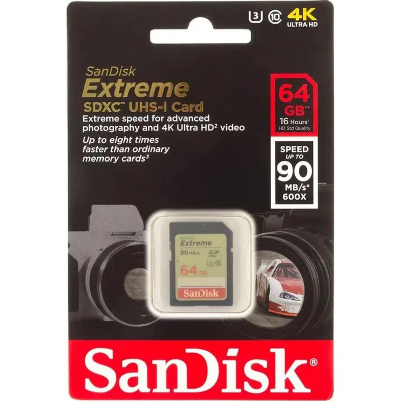 Карта памяти SanDisk Extreme GO SDXC SDSDXGN-064G-GNCIN 64GB Class 10, UHS Class 3, Video Class 30