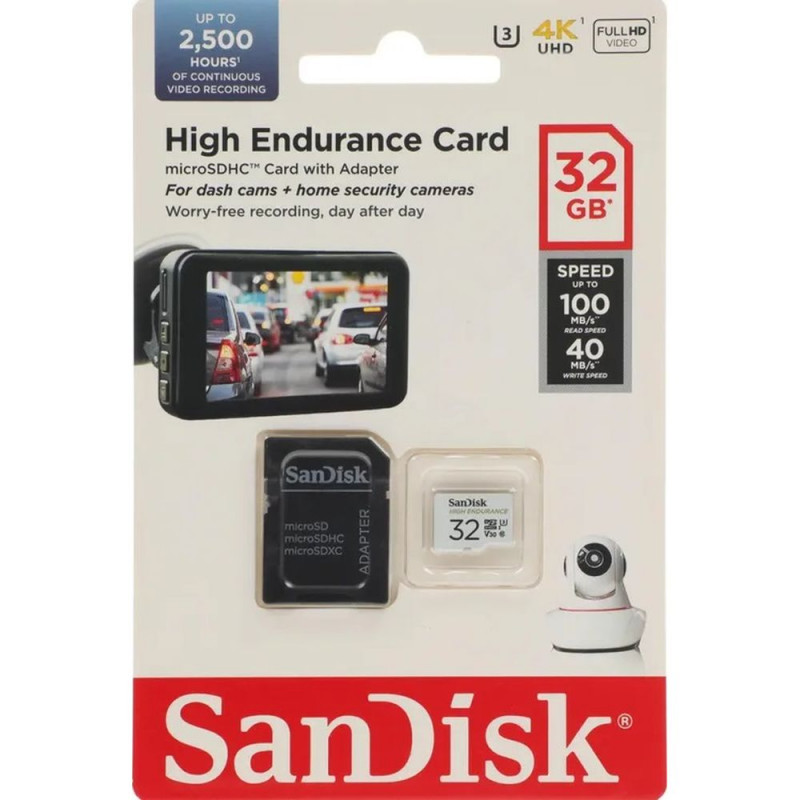 Карта памяти SanDisk High Endurance Video Monitoring Card microSDHC SDSQQNR-032G-GN6IA 32GB V30 U3 C