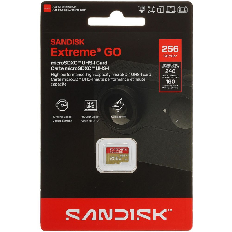 Карта памяти SanDisk Extreme Go microSDXC SDSQXGN-256G-GN6MN 256GB A2, UHS Class 3, Video Class 30