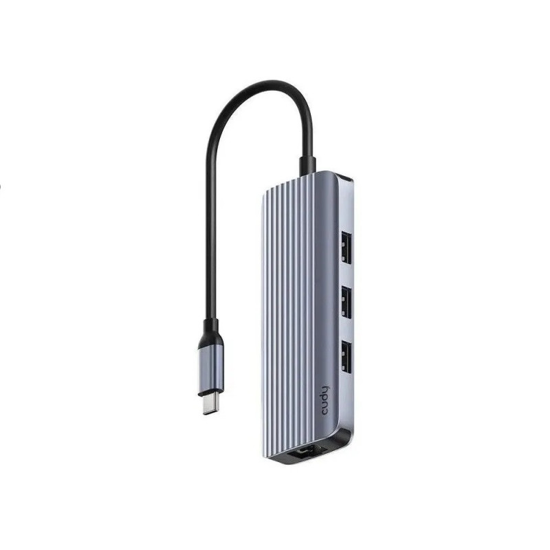 Концентратор USB-C 6 в 1 Cudy UH606 4K, 1хUSB-C 3.2, 1х HDMI 2.0, 3хUSB-A 3.2, 1хLAN 1Gb/s