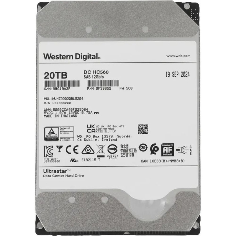 Жесткий диск серверный WD Ultrastar 20TB 3.5