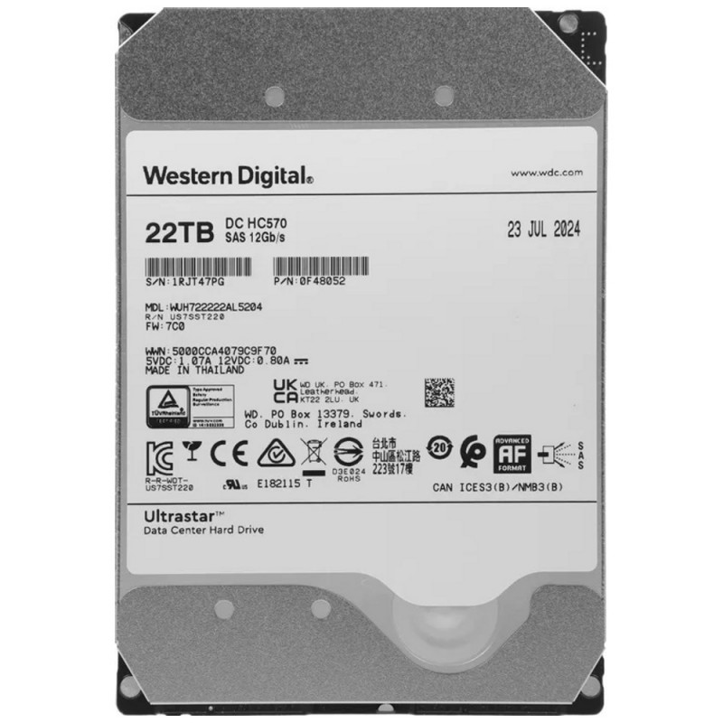 Жесткий диск серверный WD Ultrastar 22TB 3.5