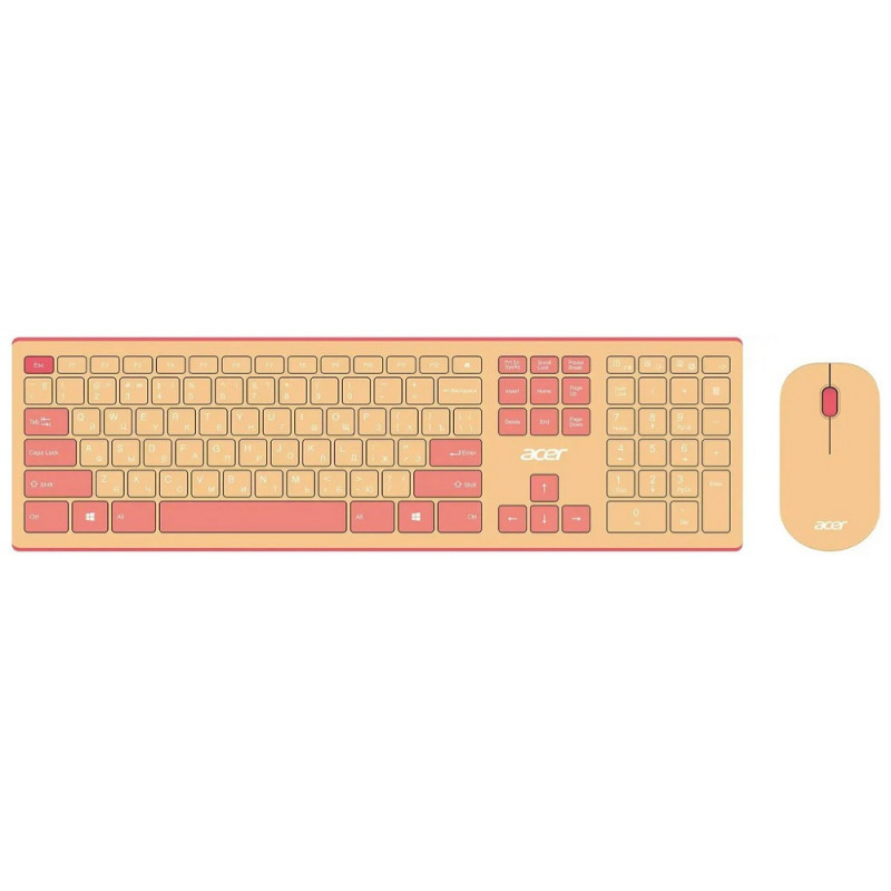 Клавиатура + мышь Acer OCC205 клав:розовый/бежевый мышь:розовый/бежевый USB беспроводная slim
